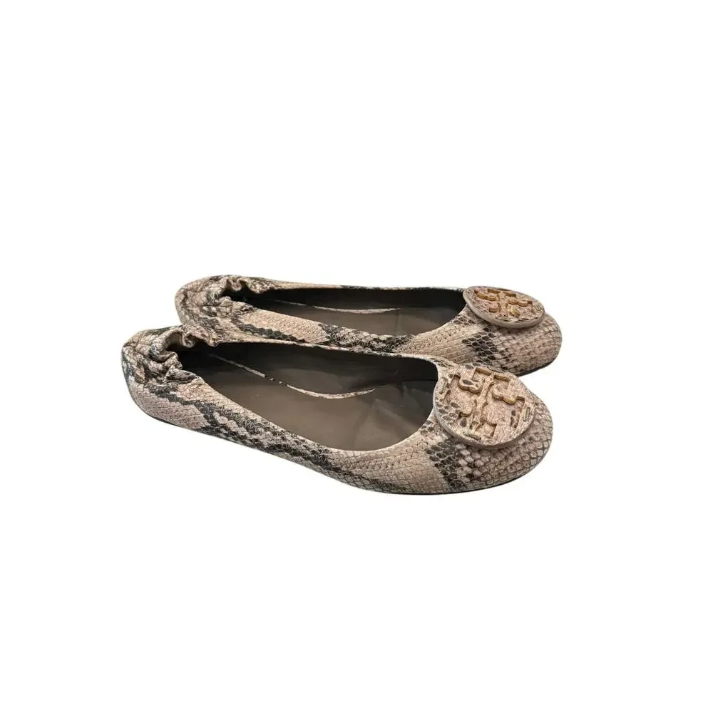 Tory Burch Reva Snake Print Leather Ballet Flats Women’s 7.5